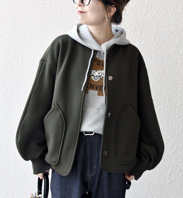 SHIPS any「SHIPS any:〈洗濯機可能〉ダンボール ノーカラー コンパクト ブルゾン」|ブルゾン・スタジャン|