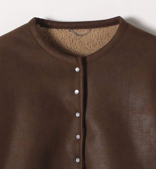 quaranciel「quaranciel: ムートンライク ボア ボンディング ノーカラー スナップ ブルゾン」|その他|