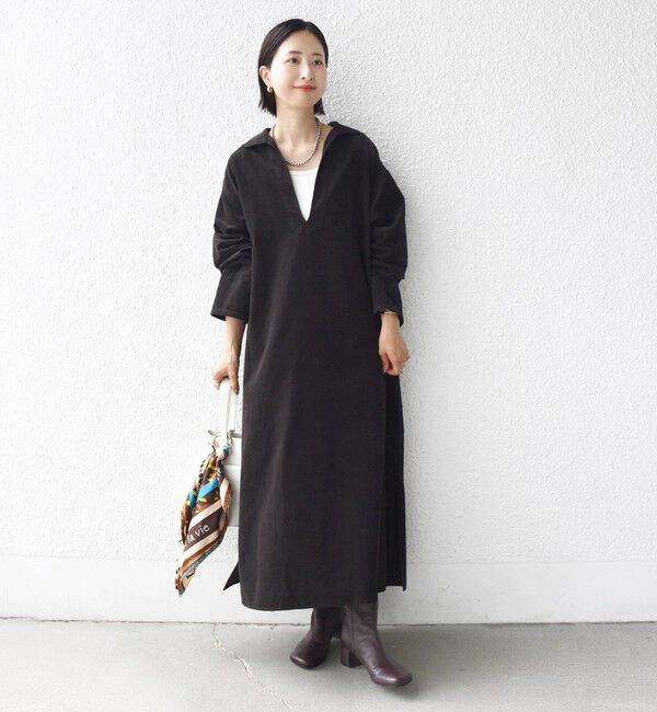 SHIPS for women「【WEB限定】〈洗濯機可能〉スキッパー コーデュロイ ワンピース」|ワンピース|