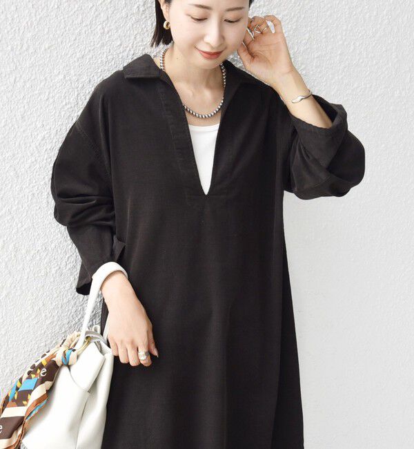 SHIPS for women「【WEB限定】〈洗濯機可能〉スキッパー コーデュロイ ワンピース」|ワンピース|