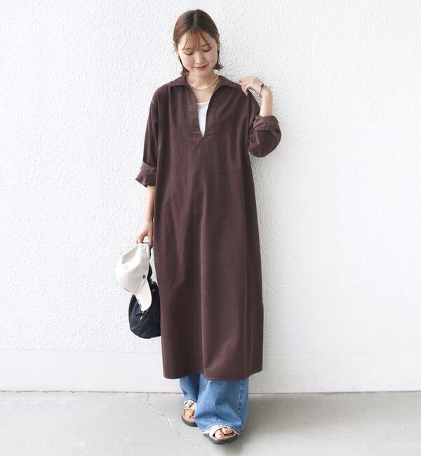 SHIPS for women「【WEB限定】〈洗濯機可能〉スキッパー コーデュロイ ワンピース」|ワンピース|