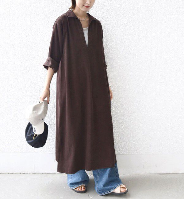 SHIPS for women「【WEB限定】〈洗濯機可能〉スキッパー コーデュロイ ワンピース」|ワンピース|
