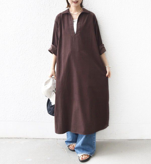 SHIPS for women「【WEB限定】〈洗濯機可能〉スキッパー コーデュロイ ワンピース」|ワンピース|