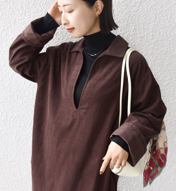 SHIPS for women「【WEB限定】〈洗濯機可能〉スキッパー コーデュロイ ワンピース」|ワンピース|