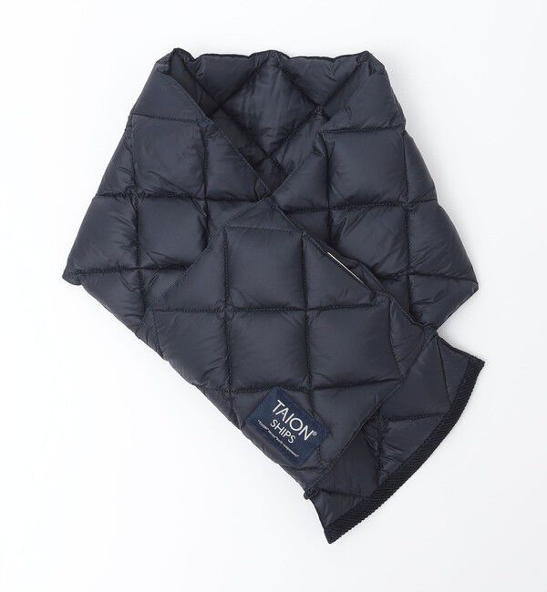 SHIPS「【SHIPS別注】TAION: 〈手洗い可能〉キルティング ダウン マフラー」|ストール|ネイビー