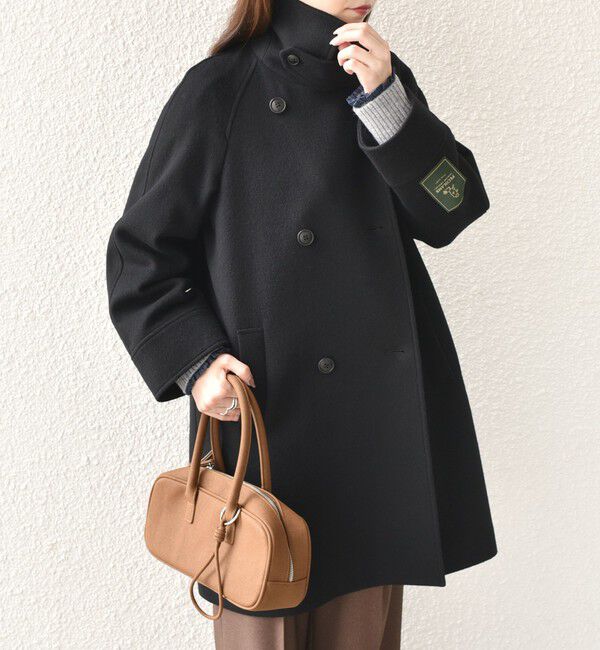 SHIPS Colors 「SHIPS Colors:SUPER100 ラグランスリーブ ダブルボタン コート◇」|ステンカラーコート|ブラック