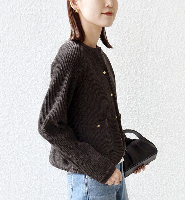 SHIPS for women「〈手洗い可能〉モール リブ クルーネック カーディガン」|カーディガン|