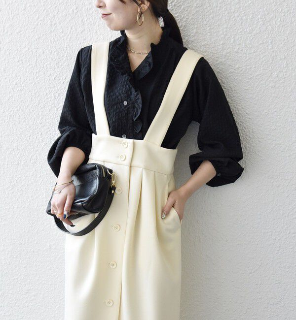 SHIPS any「SHIPS any:〈洗濯機可能〉ジャージー ハイウエスト Iライン ジャンパースカート」|ジャンパースカート|