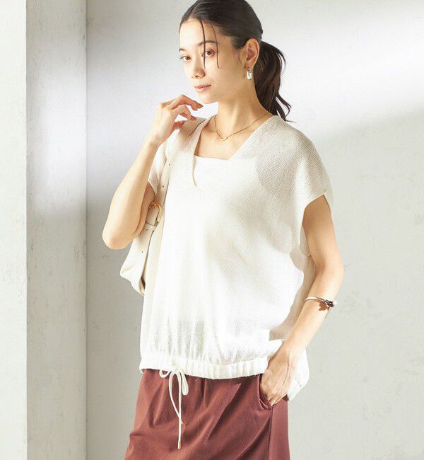 SHIPS for women「〈手洗い可能〉ブライト ペーパー 裾 ドロスト ニット プルオーバー」|ベスト・ジレ|