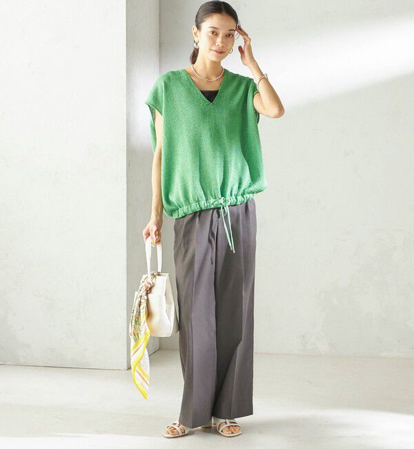 SHIPS for women「〈手洗い可能〉ブライト ペーパー 裾 ドロスト ニット プルオーバー」|ベスト・ジレ|