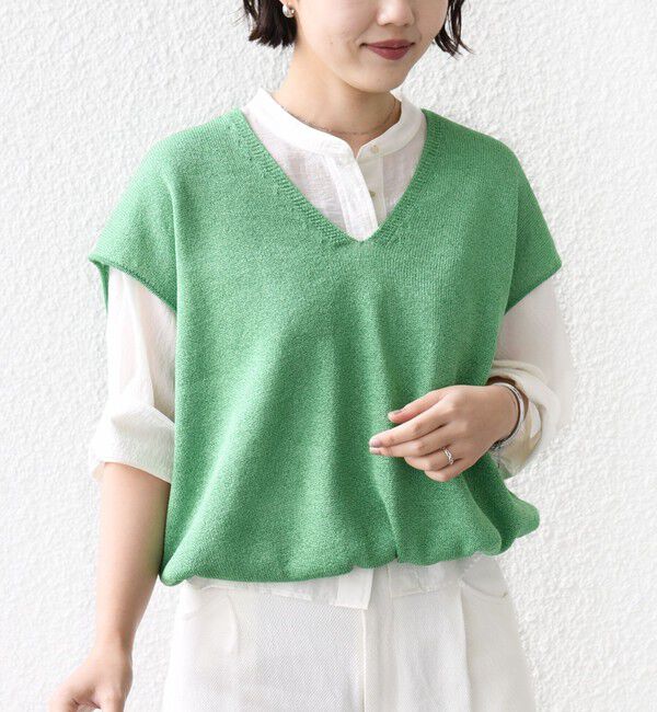 SHIPS for women「〈手洗い可能〉ブライト ペーパー 裾 ドロスト ニット プルオーバー」|ベスト・ジレ|