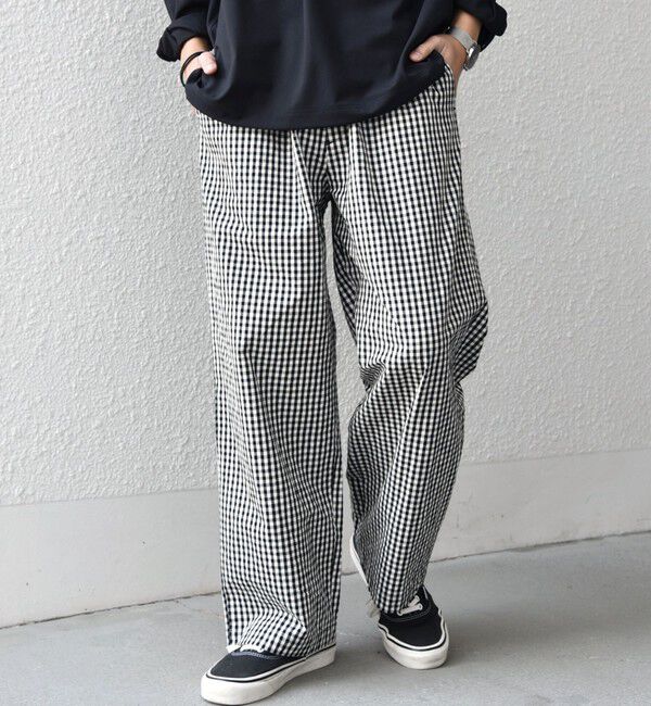 SHIPS any「SHIPS any:〈洗濯機可能〉マイクロ チェック イージー パンツ(セットアップ対応)◇」|チノ|