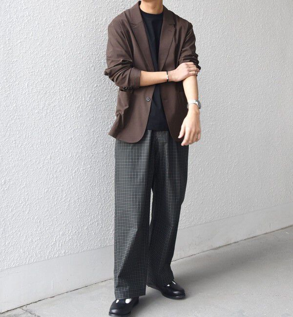 SHIPS any「SHIPS any:〈洗濯機可能〉マイクロ チェック イージー パンツ(セットアップ対応)◇」|チノ|