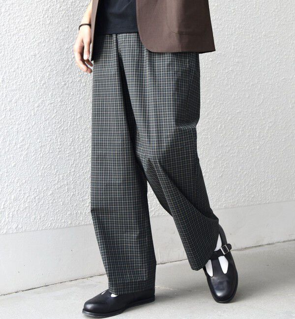 SHIPS any「SHIPS any:〈洗濯機可能〉マイクロ チェック イージー パンツ(セットアップ対応)◇」|チノ|