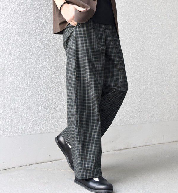 SHIPS any「SHIPS any:〈洗濯機可能〉マイクロ チェック イージー パンツ(セットアップ対応)◇」|チノ|