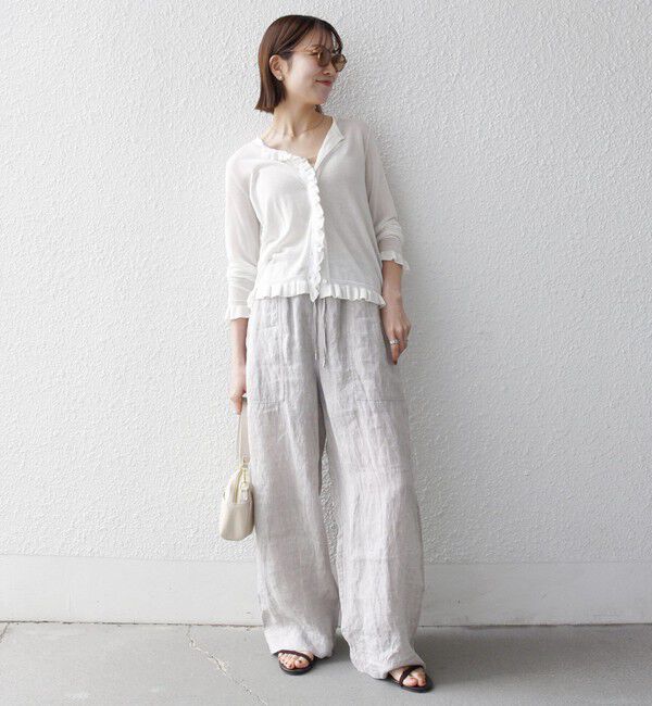 SHIPS any「SHIPS any:〈手洗い可能〉コットン ミックス シアー フリル カーディガン」|カーディガン|