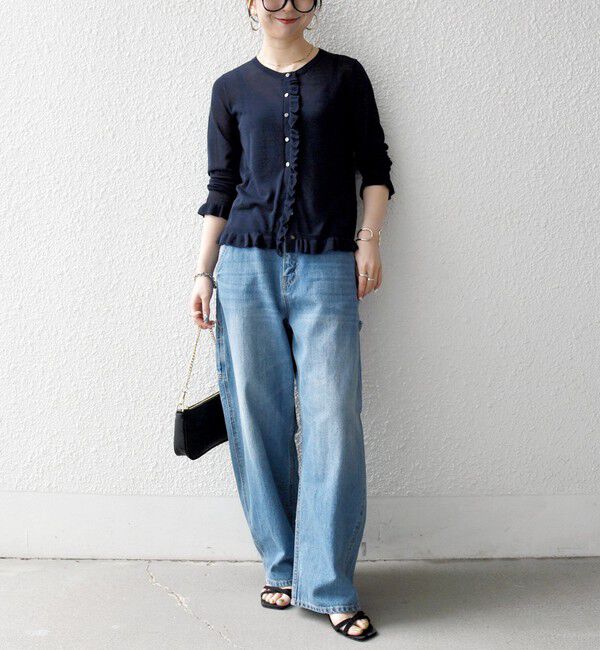 SHIPS any「SHIPS any:〈手洗い可能〉コットン ミックス シアー フリル カーディガン」|カーディガン|