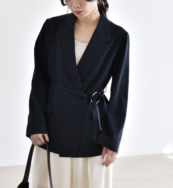 quaranciel「quaranciel:〈手洗い可能〉リングベルト ライト テーラード ジャケット」|テーラードジャケット|