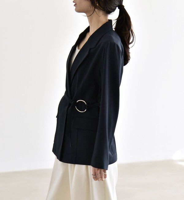 quaranciel「quaranciel:〈手洗い可能〉リングベルト ライト テーラード ジャケット」|テーラードジャケット|