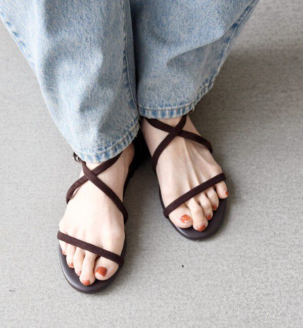 SHIPS any「【SHIPS any別注】eblouna: フラット ナロー ストラップ サンダル」|サンダル|