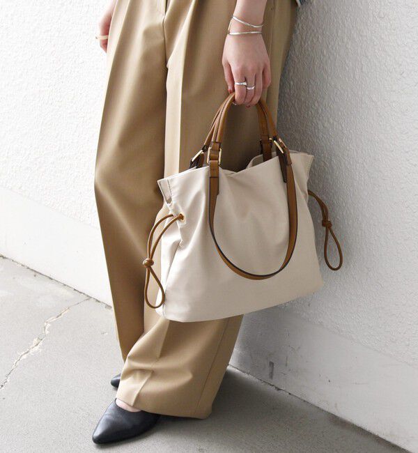 SHIPS any「《追加予約》SHIPS any: 2WAY バイカラー A4 ドロスト トート バッグ」|トートバッグ|ナチュラル