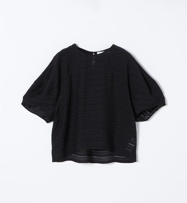 quaranciel「quaranciel:〈洗濯機可能〉ジャガード ボーダー シアー ブラウス」|シャツ・ブラウス|