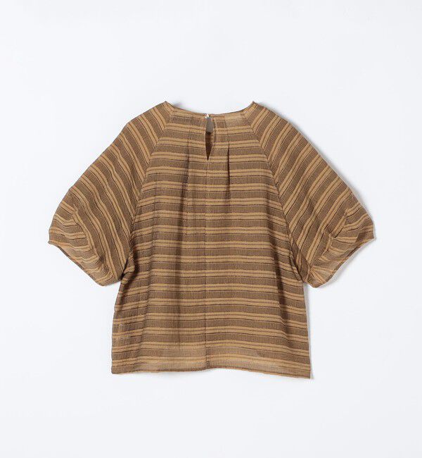 quaranciel「quaranciel:〈洗濯機可能〉ジャガード ボーダー シアー ブラウス」|シャツ・ブラウス|