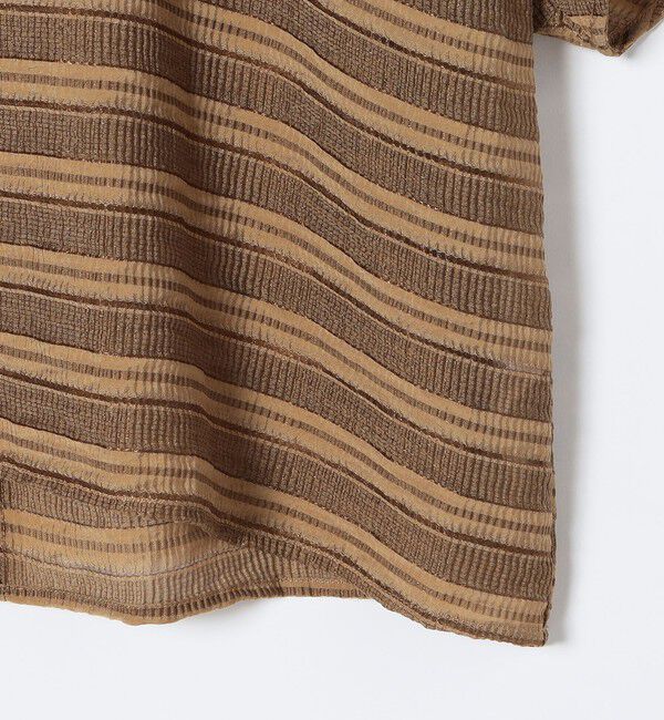 quaranciel「quaranciel:〈洗濯機可能〉ジャガード ボーダー シアー ブラウス」|シャツ・ブラウス|