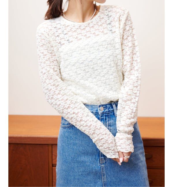 OUTDOOR PRODUCTS Usual Things「フラワーストレッチカットレースプルオーバー」|Tシャツ・カットソー|