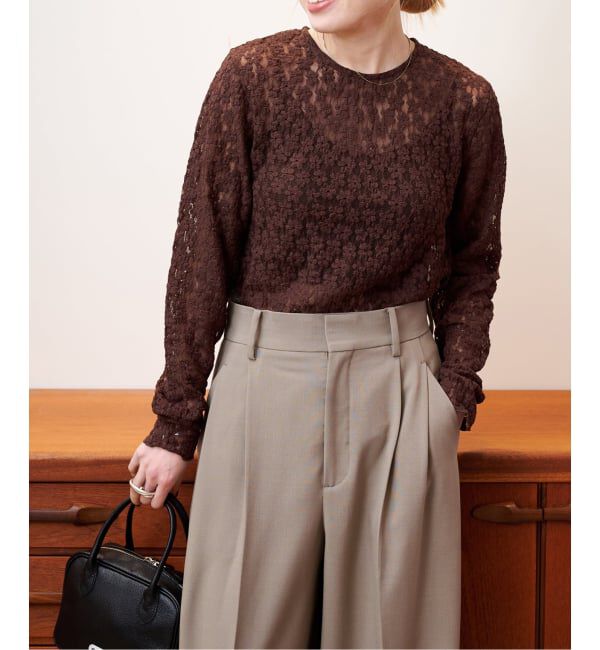 OUTDOOR PRODUCTS Usual Things「フラワーストレッチカットレースプルオーバー」|Tシャツ・カットソー|ブラウン