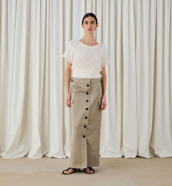 DES PRES「フラッフィーコットン フロンタブルプルオーバー」|ニット・セーター|