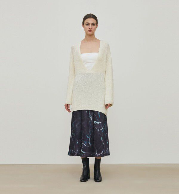 DES PRES「カールヤーンニット Vネックチュニックプルオーバー」|ニット・セーター|