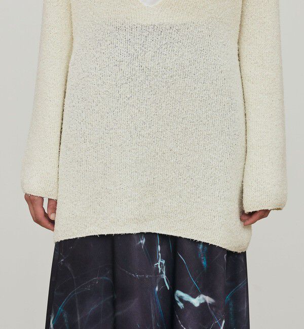 DES PRES「カールヤーンニット Vネックチュニックプルオーバー」|ニット・セーター|