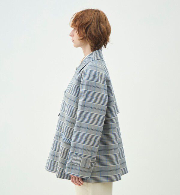 MACPHEE「トゥーサイドチェック ステンカラーショートコート」|ステンカラーコート|
