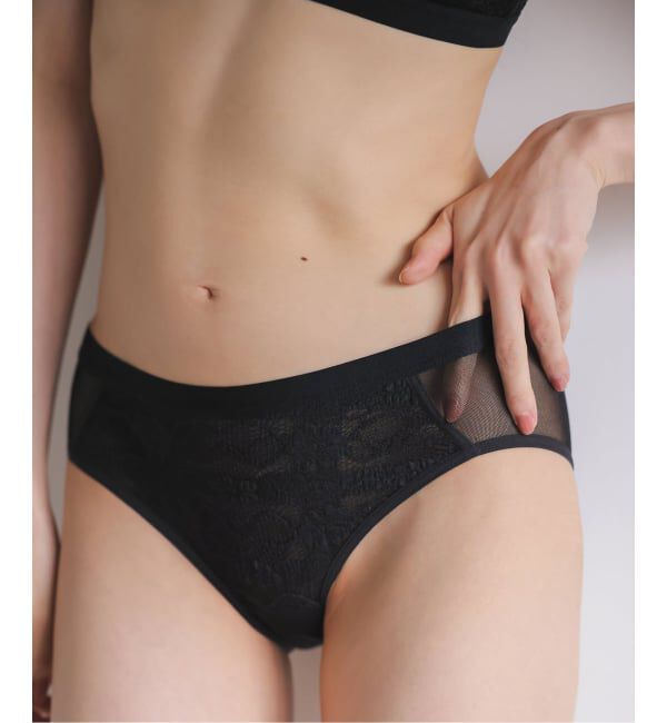 EMILYWEEK「シャーリングレースショーツ」|インナー|ブラック