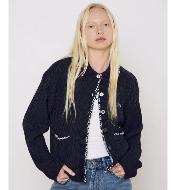 JOINT WORKS「OBEY / オベイ AMELIE BUTTON DOWN SWEATER」|ニット・セーター|ブラック