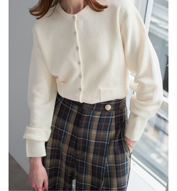 SLOBE IENA「《セットアップ対応可》コットンダブルフェイスカーディガン」|カーディガン|ナチュラル