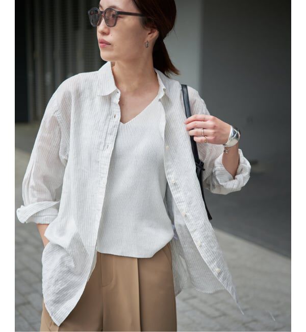 SLOBE IENA「《追加》リネンコットンレギュラーシャツ」|シャツ・ブラウス|