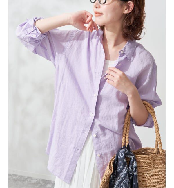 SLOBE IENA「《追加》リネンコットンレギュラーシャツ」|シャツ・ブラウス|パープル C