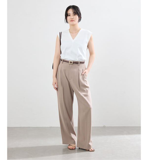 IENA「《追加》ウォッシャブル ジョーゼットスラックス」|スラックス|