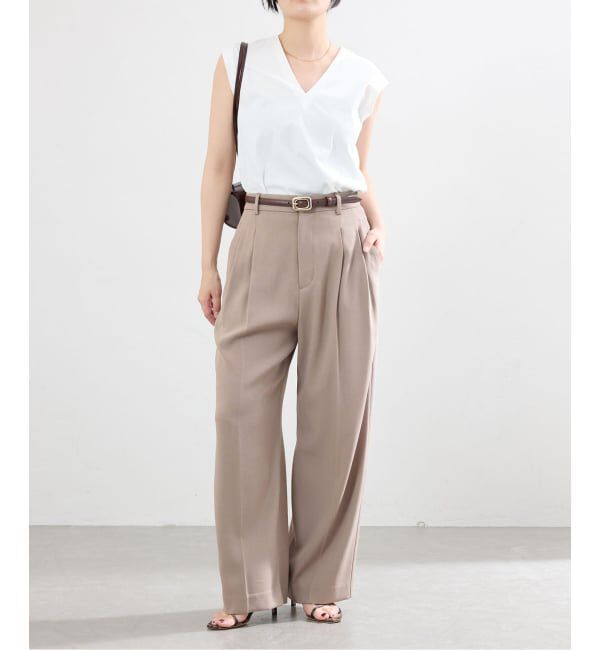 IENA「《追加》ウォッシャブル ジョーゼットスラックス」|スラックス|