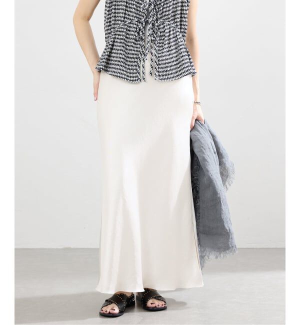 IENA「《追加17》ダブルサテンスカート」|スカート|ホワイト A