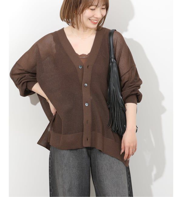 JOURNAL STANDARD relume「《予約》リネンミックスメッシュVネックカーディガン」|カーディガン|ブラウン