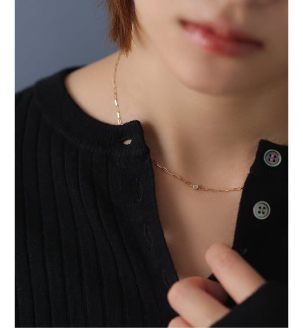 Lilas by Spick&Span「1粒ダイヤクリップチェーンネックレス K10」|ネックレス|