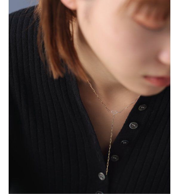 Lilas by Spick&Span「オーバルダイヤクリップチェーンYネックレス K10」|ネックレス|ゴールド
