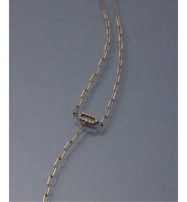 Lilas by Spick&Span「オーバルダイヤクリップチェーンYネックレス K10」|ネックレス|