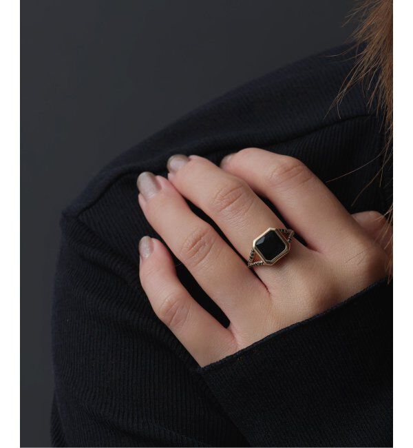 Lilas by Spick&Span「オニキス8角2ラインブラックダイヤリング K10」|リング|ゴールド