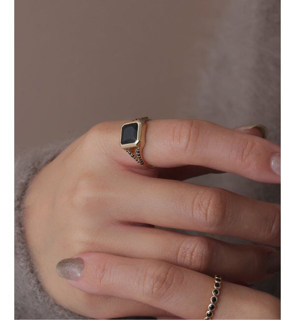 Lilas by Spick&Span「オニキス8角2ラインブラックダイヤリング K10」|リング|