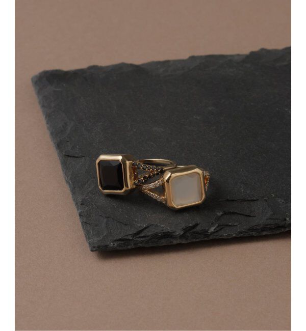 Lilas by Spick&Span「オニキス8角2ラインブラックダイヤリング K10」|リング|