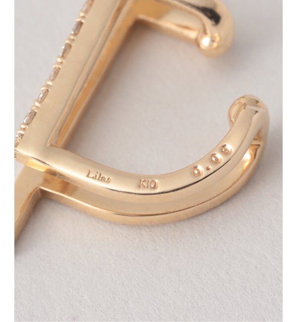 Lilas by Spick&Span「ダイヤダブルバーイヤーカフ K10(片耳)」|イヤーカフ|